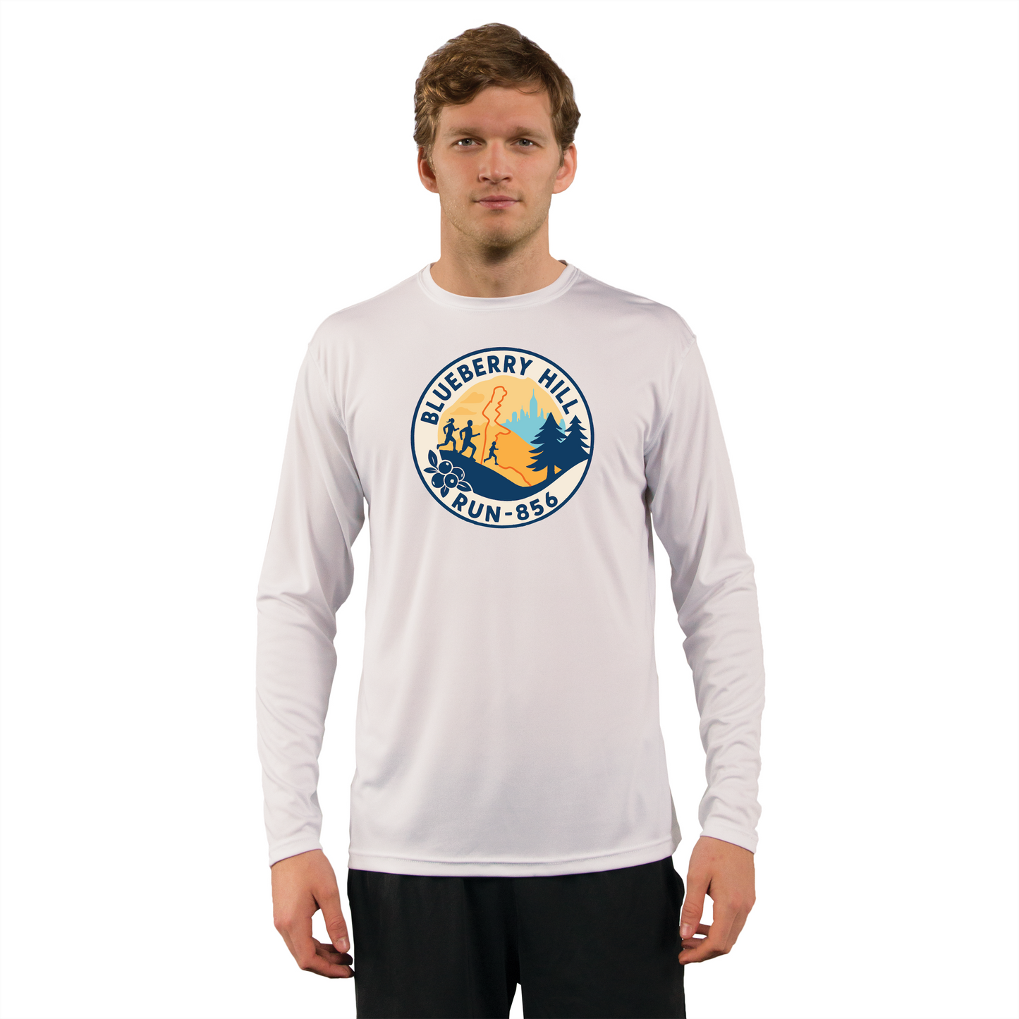 Men's Blueberry Hill Long Sleeve Running Shirt, White