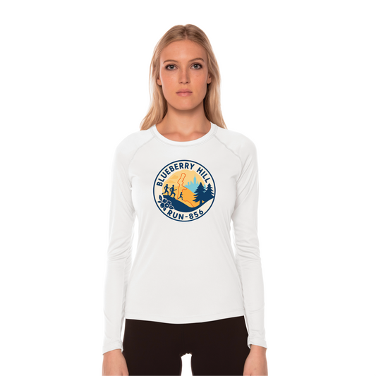 Lady's Blueberry Hill Long Sleeve Running Shirt, White