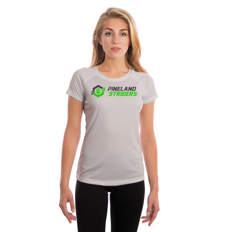 Lady's Short Sleeve Running Shirt, White or Pearl Grey
